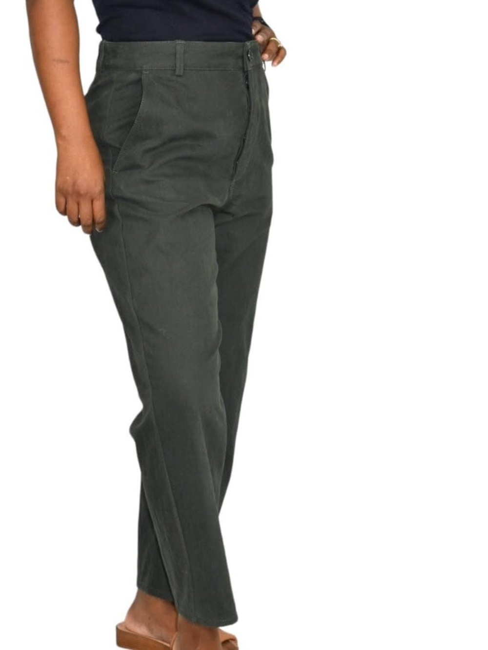 COS Button Fly Straight-Leg Chinos in Olive Green high waist Size 12